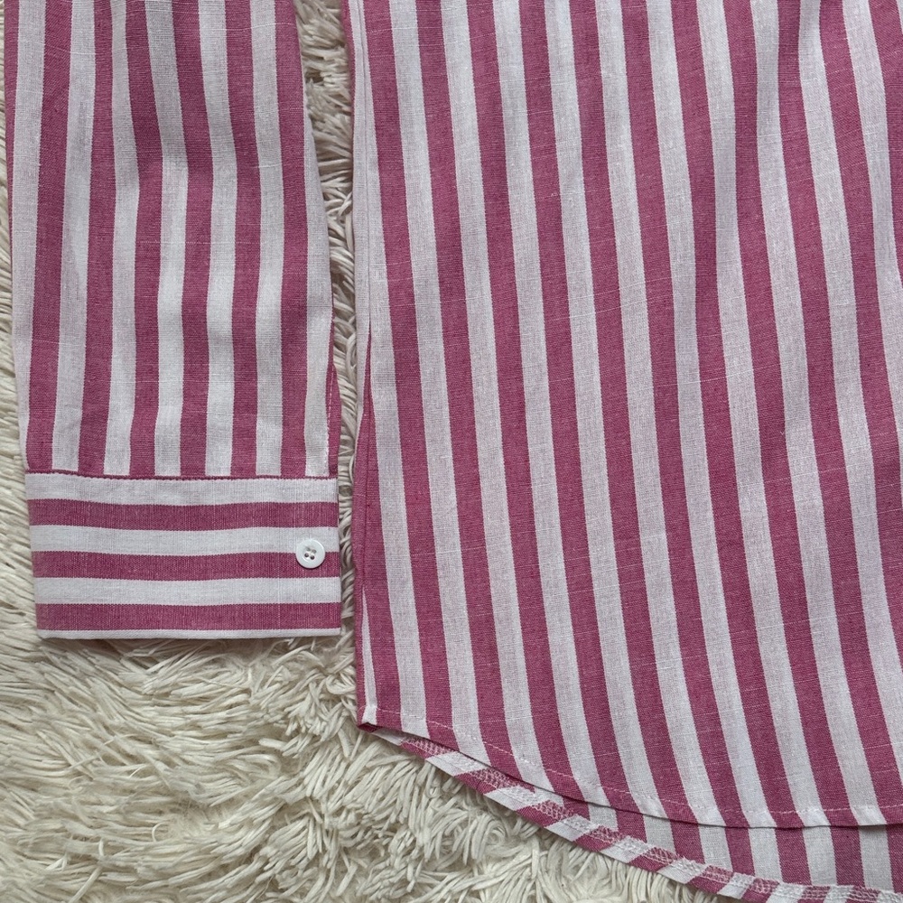 Boutique Striped Button-l Down Shirt 💗 Pink & White - Picture 7 of 16